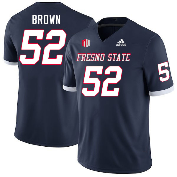 Men #52 Wesley Brown Fresno State Bulldogs College Football Jerseys Stitched-Navy